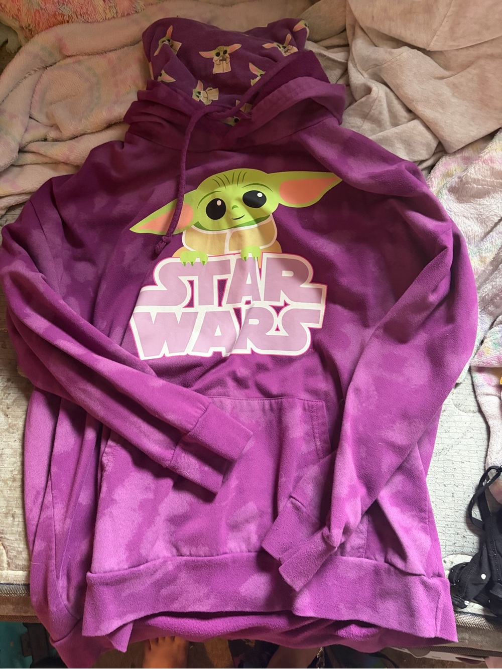 Star Wars Baby Yoda Purple Adult Hoodie with face mask